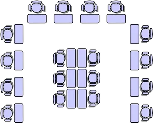 Meeting Room Tableand Chairs Layout PNG Image