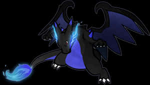 Mega Charizard X Breathing Blue Flame PNG image with transparent background