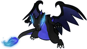 Mega Charizard X Breathing Blue Flame PNG Image