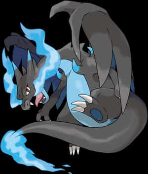 Mega Charizard X Fierce Stance PNG image with transparent background