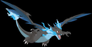 Mega Charizard X Flying PNG image with transparent background