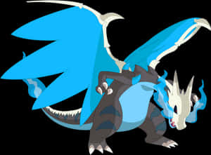 Mega Charizard X Illustration PNG image with transparent background