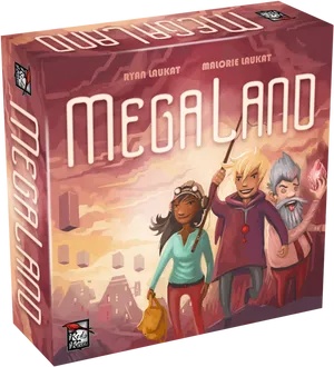 Mega Land Board Game Box Art PNG Image