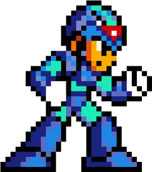 Mega Man Classic Pose Sprite PNG Image