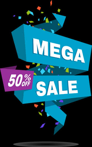 Mega Sale50 Percent Off Promotion PNG with transparent background
