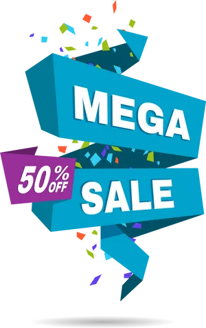 Mega Sale50 Percent Off Promotion PNG Image