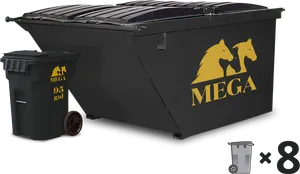 Mega Waste Containers Black PNG Image