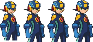 Megaman Character Sprite Poses PNG Image