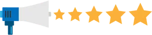 Megaphone Rating Stars Graphic PNG Image