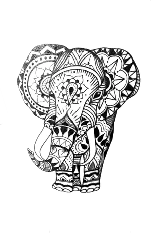 Mehndi Inspired Elephant Art PNG Image