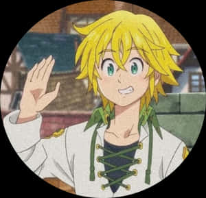 Meliodas Anime Character Greeting PNG image with transparent background