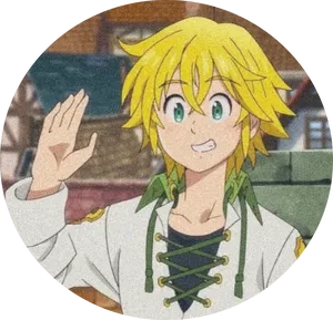 Meliodas Anime Character Greeting PNG Image