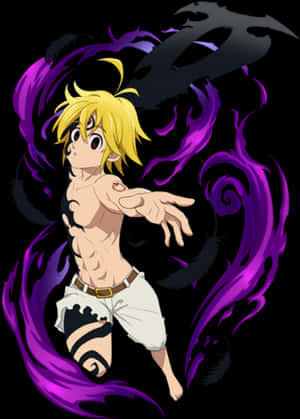 Meliodas Demon Power Anime Art PNG image with transparent background