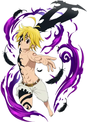 Meliodas Demon Power Anime Art PNG Image