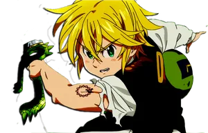 Meliodas Seven Deadly Sins Anime Action Pose PNG Image