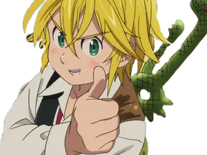 Meliodas Thumbs Up Anime Character PNG Image