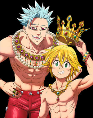 Meliodasand Ban Crown Celebration PNG image with transparent background