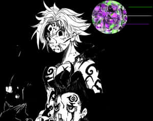 Meliodasand Companions Blackand White Artwork PNG image with transparent background