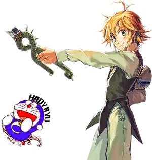 Meliodasand Doraemon Crossover Art PNG Image