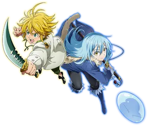 Meliodasand Elizabeth Anime Characters PNG Image