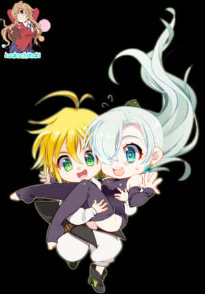 Meliodasand Elizabeth Chibi Art PNG image with transparent background