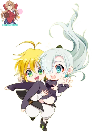 Meliodasand Elizabeth Chibi Art PNG Image