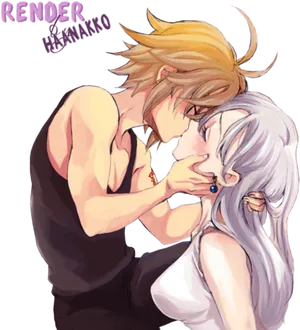 Meliodasand Elizabeth Intimate Moment PNG Image