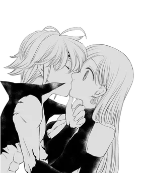 Meliodasand Elizabeth Kiss Manga Art PNG Image