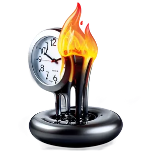 Melting Clock In Fire Png 06282024 PNG Image