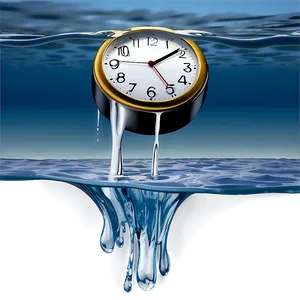 Melting Clock In Ocean Setting Png 10 PNG Image