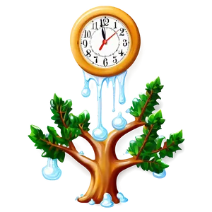 Melting Clock On Tree Branch Png Dfn73 PNG Image