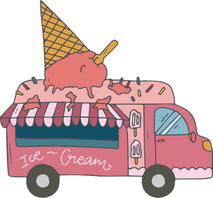 Melting Ice Cream Truck Illustration PNG image with transparent background