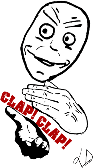 Meme Face Clapping Illustration PNG image with transparent background