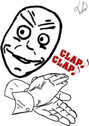 Meme Face Clapping Illustration PNG image with transparent background
