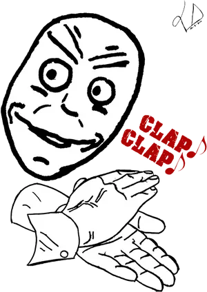 Meme Face Clapping Illustration PNG Image