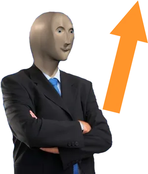 Meme Man Business Suit Arrow Up PNG Image