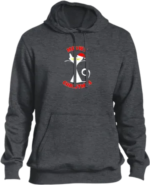 Meowy Christmas Santa Cat Hoodie PNG Image