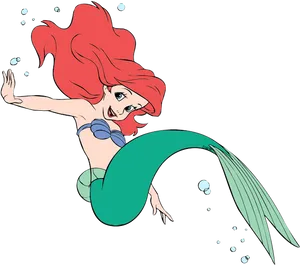 Mermaid Cartoon Swimming PNG Image