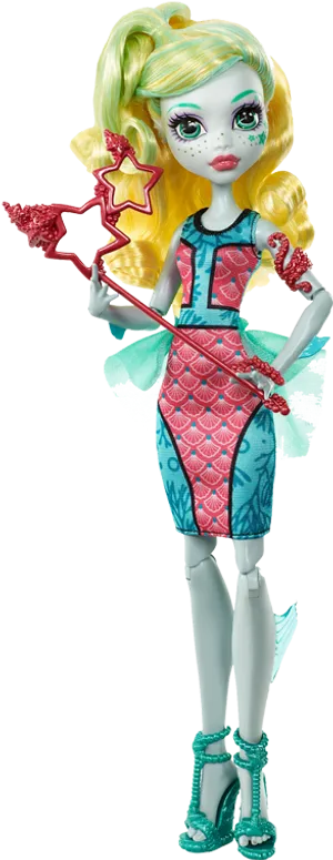 Mermaid Dollwith Magic Wand PNG Image