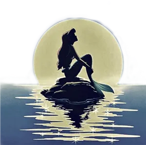 Mermaid Silhouette Moonlight PNG Image