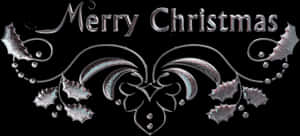 Merry Christmas Elegant Silver Design PNG image with transparent background