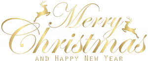 Merry Christmas Happy New Year Golden Text PNG Image