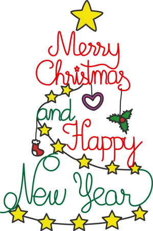 Merry Christmas Happy New Year Greeting PNG Image