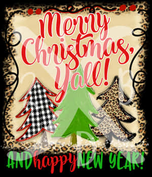 Merry Christmas Yall New Year Greeting PNG image with transparent background