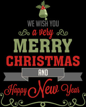 Merry Christmasand Happy New Year Greeting PNG image with transparent background