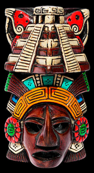 Mesoamerican_ Pyramid_ Mask_ Artifact PNG with transparent background