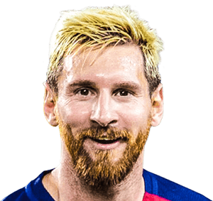 Messi Blonde Hairstyle Barcelona Jersey PNG image with transparent background