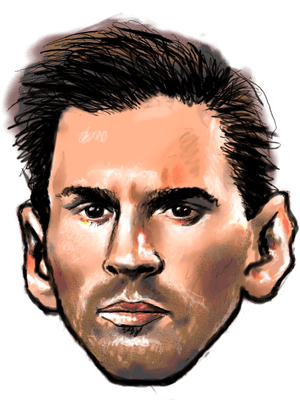 Messi Portrait Artistic Rendering PNG image with transparent background