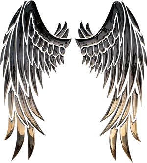 Metallic Angel Wings Artwork PNG Image