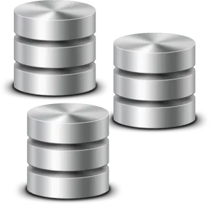 Metallic Database Icons PNG Image